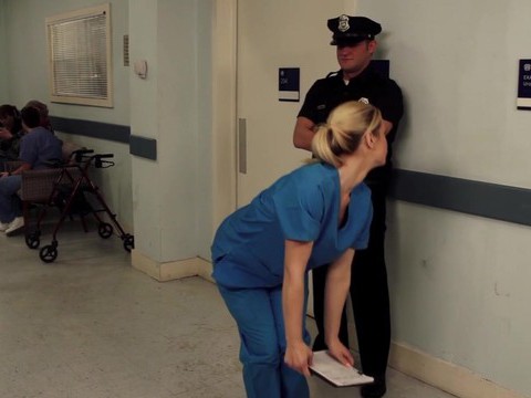 Find-Best-Tits.com presents: Nurse tara lynn fox drops on her knees to give a sloppy blowjob