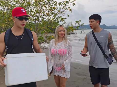 Find-Best-Tits.com presents: Threesome on the beach with stepbrothers - danner mendez - tatiana alvarez - max betancur