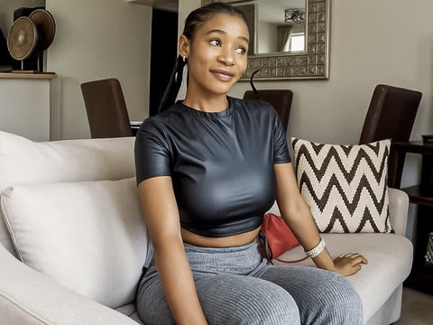 Find-Best-Tits.com presents: Amateur ebony model tricked to suck white cock at couch casting call