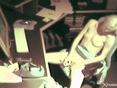 Find-Best-Tits.com presents: Skinny blonde masturbates and moans at computer