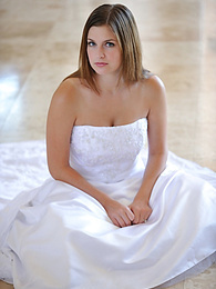 Find-Best-Tits.com presents: Busty glamorous amateur Danielle models wedding gown indoors & by the pool