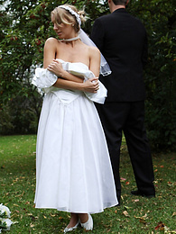 Find-Best-Tits.com presents: Blonde bride Hayley Marie Coppin gets naked on a lawn while taking her vows