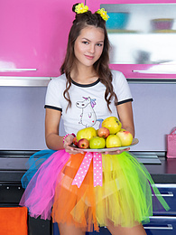 Find-Best-Tits.com presents: Mind blowing and breathtaking brunette beauty playing with fruits after she gets fully naked for the camera.