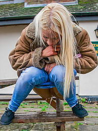Find-Best-Tits.com presents: Blond hungarian cutie Kiara Lord strips and presents her amazing boobs and ass outdoors